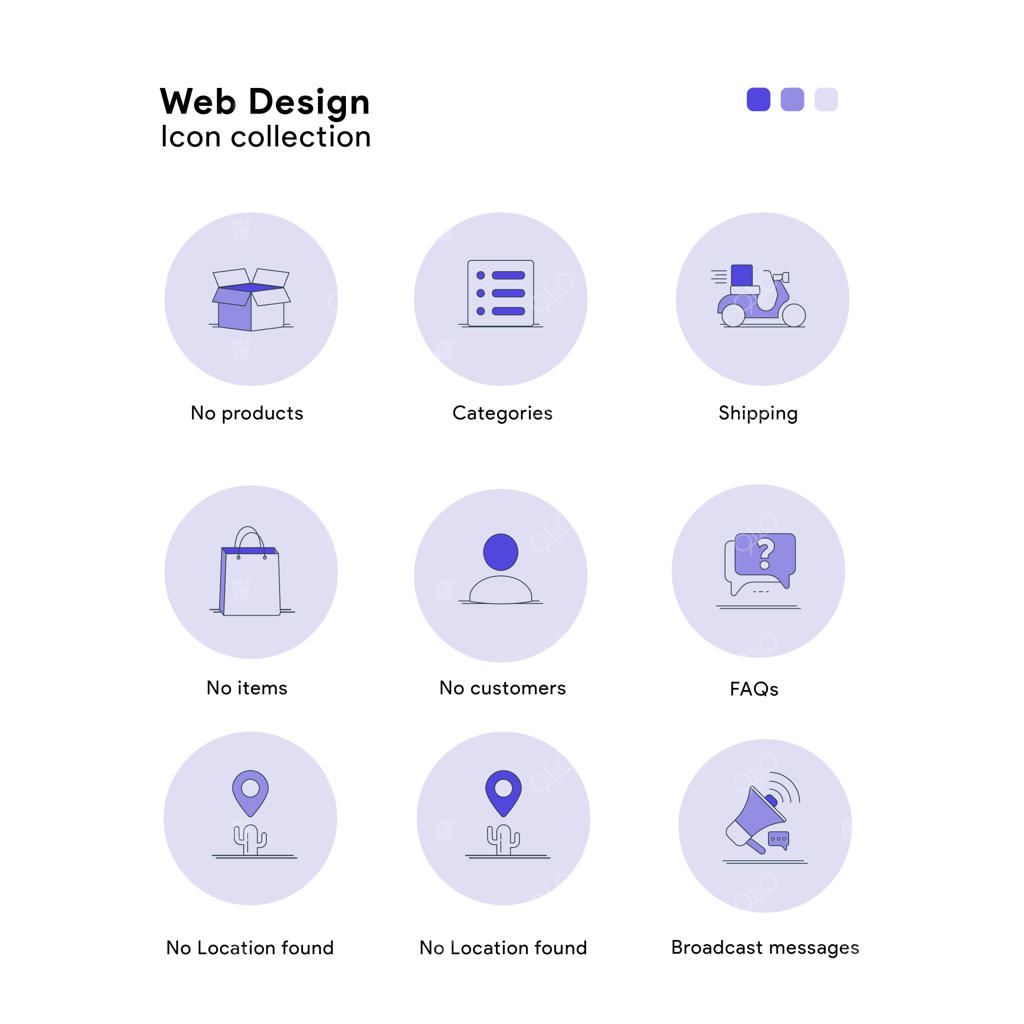 مجموعه آیکون با طراحی فضای منفی