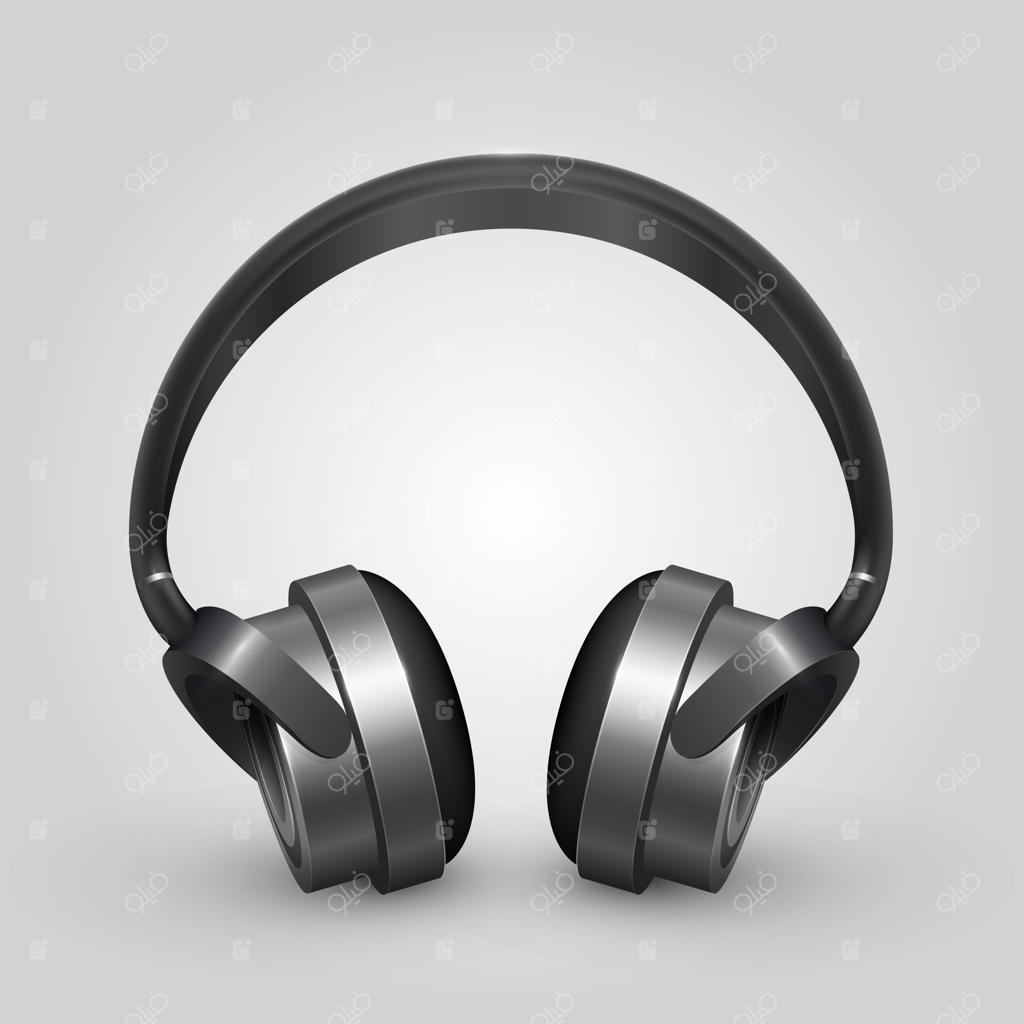 نماد هدفون با پس‌زمینه. تصویرسازی وکتور هنری