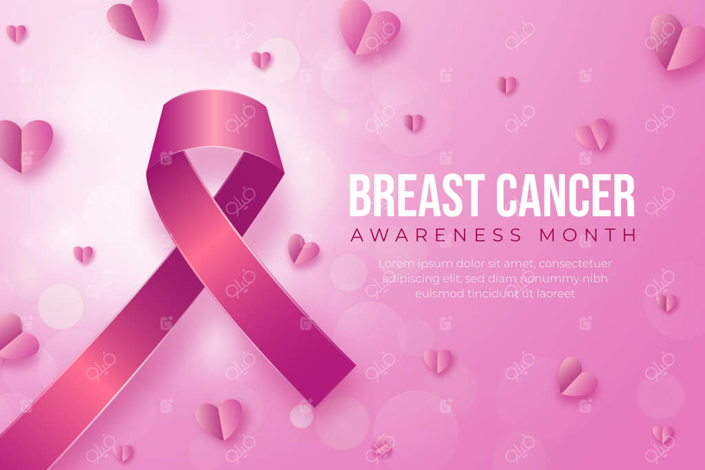 تصویرسازی ماه آگاهی از سرطان سینه با استفاده از رنگ‌های گرادیان