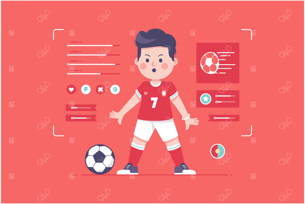 طراحی شخصیت بامزه بازیکن فوتبال پرتغال