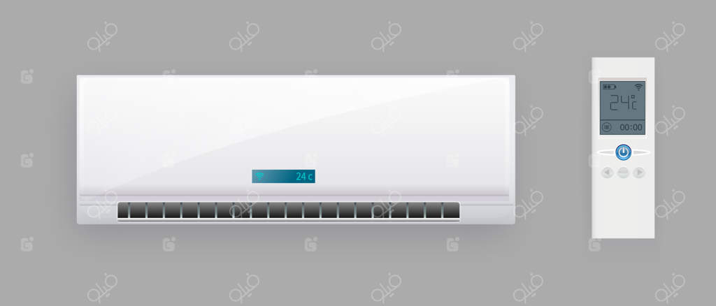 سیستم تهویه مطبوع با کنترل از راه دور. قطعه سرمایش و گرمایش کولر. قالب تجهیزات الکترونیکی اقلیمی.