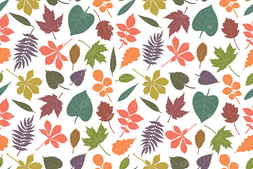 پترن برگ‌های درختان پاییزی برای کارت، بنر و استیکر.