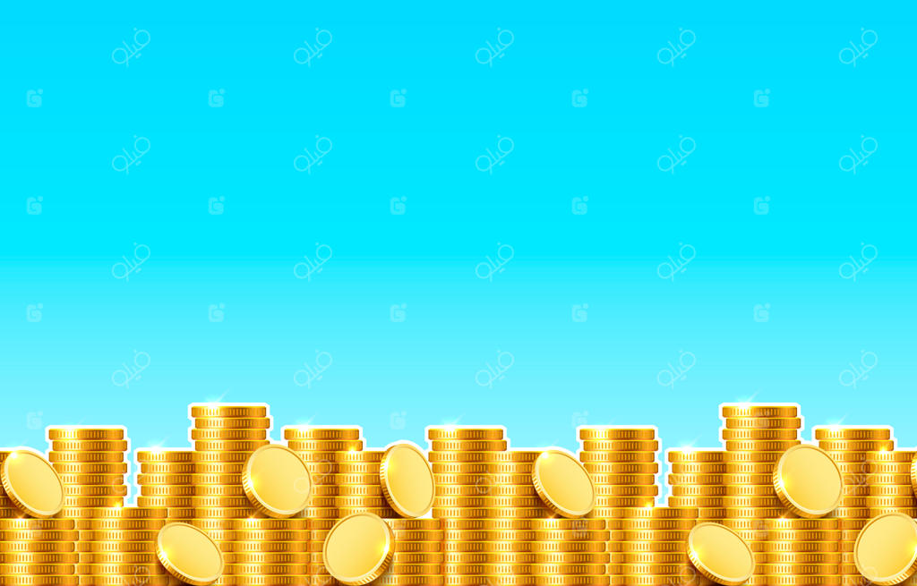 سکه‌های فراوان روی زمینه آبی