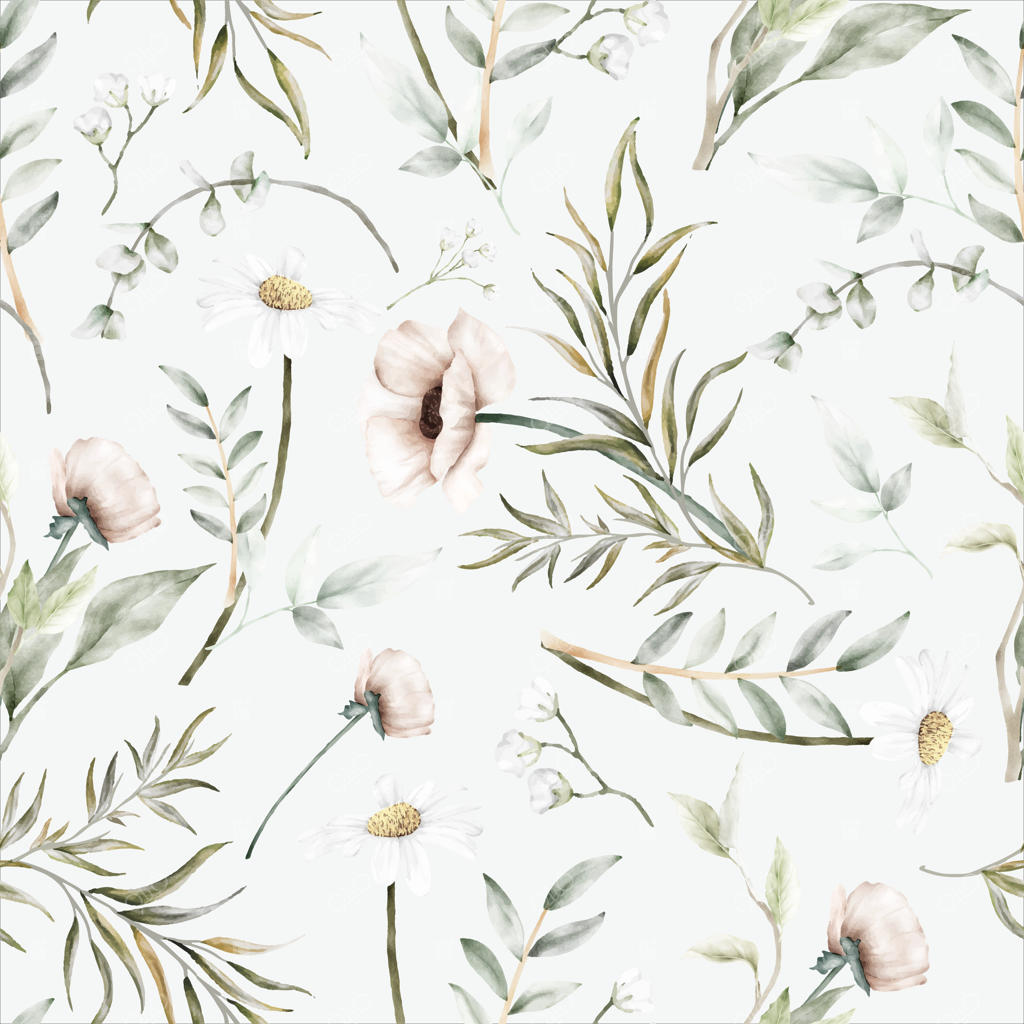 طرح بی‌نظیر و ظریف گل‌های آبرنگی در پترن یکپارچه