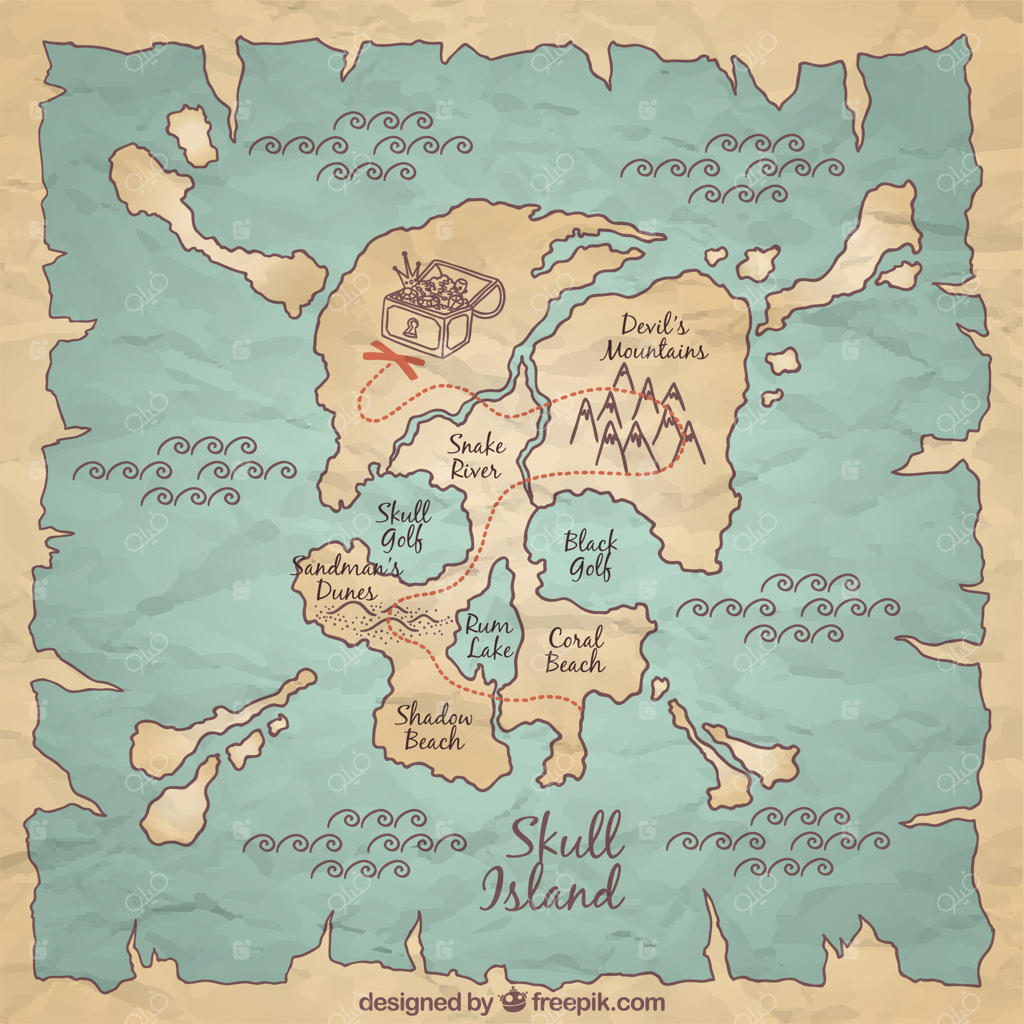 پس‌زمینه نقشه دزدان دریایی به صورت دست‌کشیده