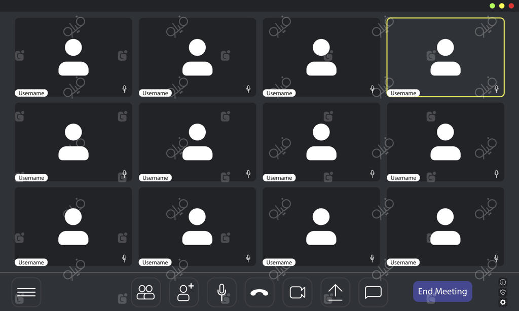 گردهمایی آنلاین با آیکون‌های کاربری مختلف