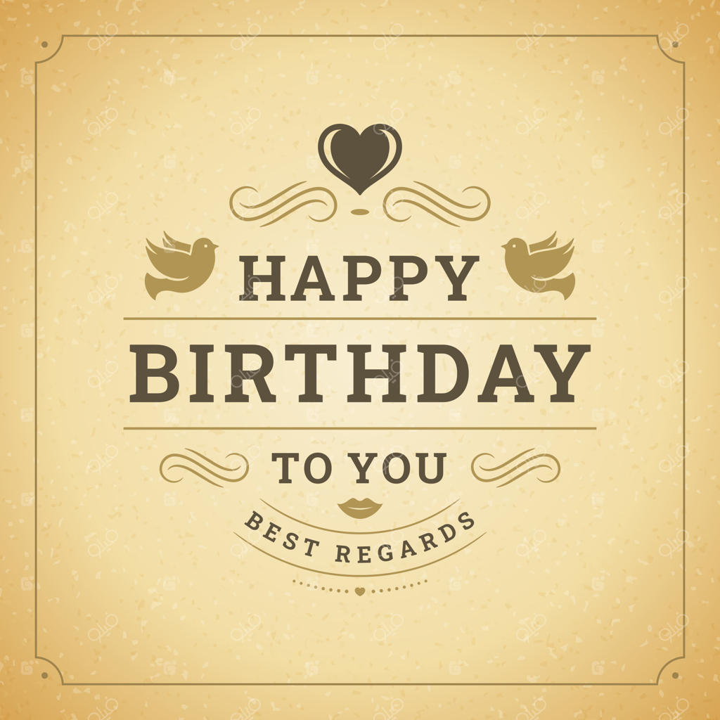 الگوی تایپوگرافی کارت تبریک تولد عاشقانه وینتیج با طراحی زیبا