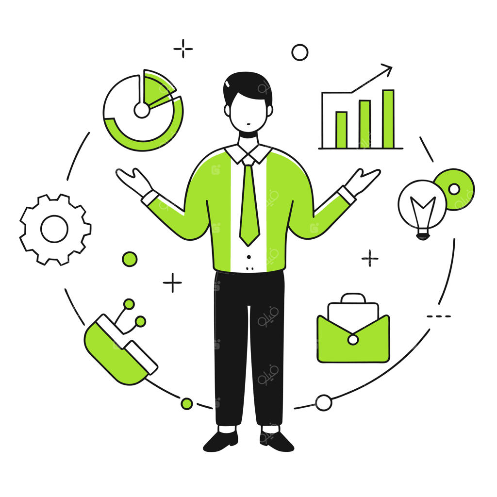 تصویرسازی کسب‌وکار: مردی در میان دایره