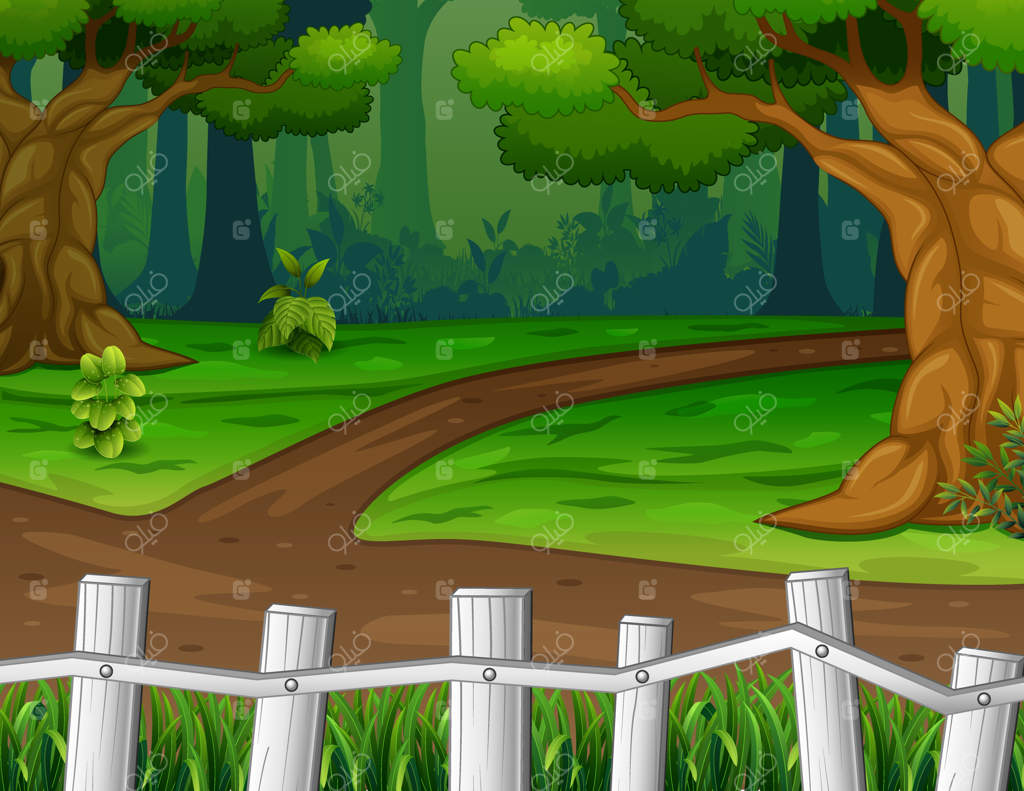 پس‌زمینه جاده خاکی در جنگل (تصویرسازی)