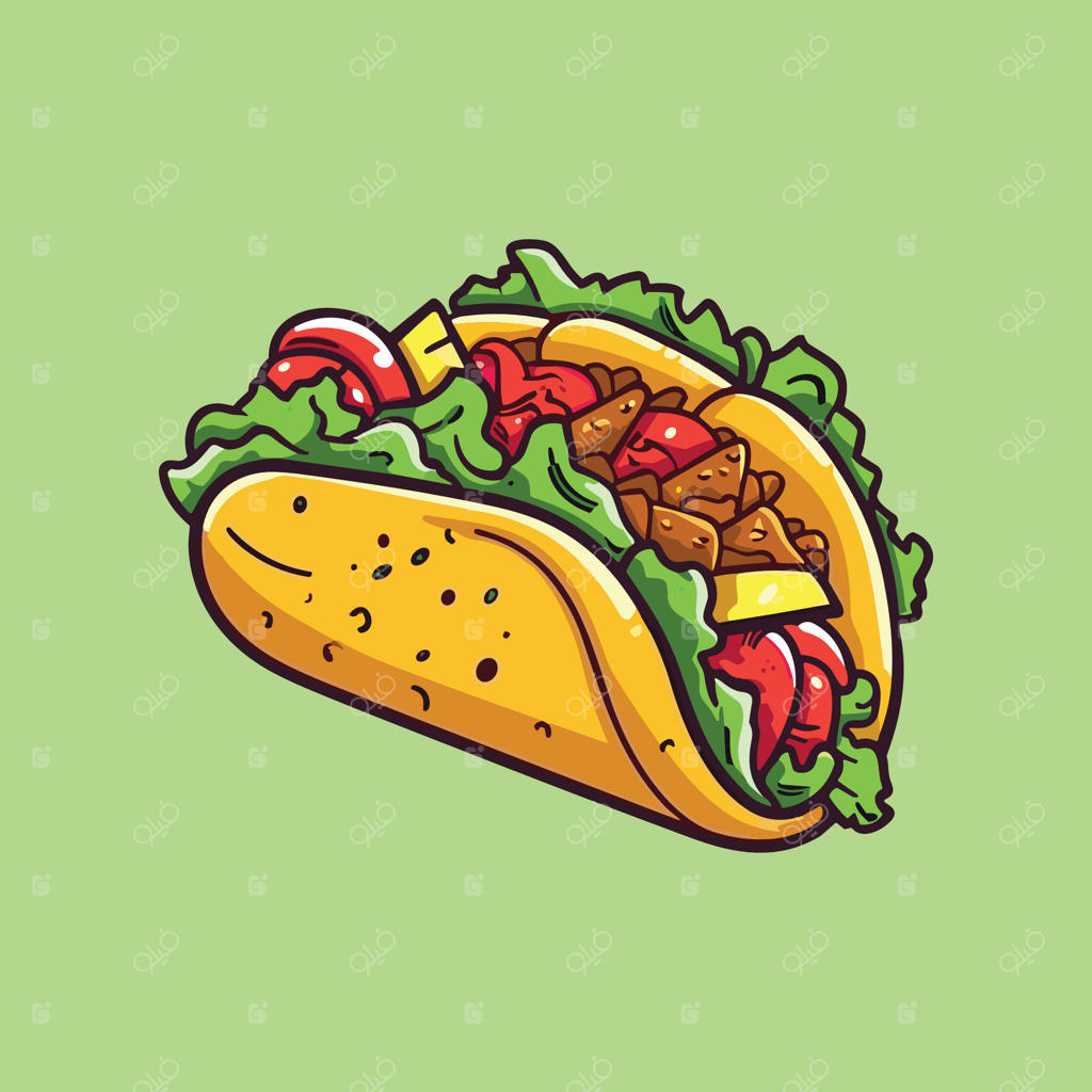 تصویر کلیپ‌آرت تاکو با سبزیجات برای منو، پوستر و وبسایت