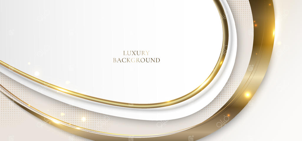 شکل‌های منحنی سفید و قهوه‌ای ظریف با خطوط خمیده طلایی سه‌بعدی