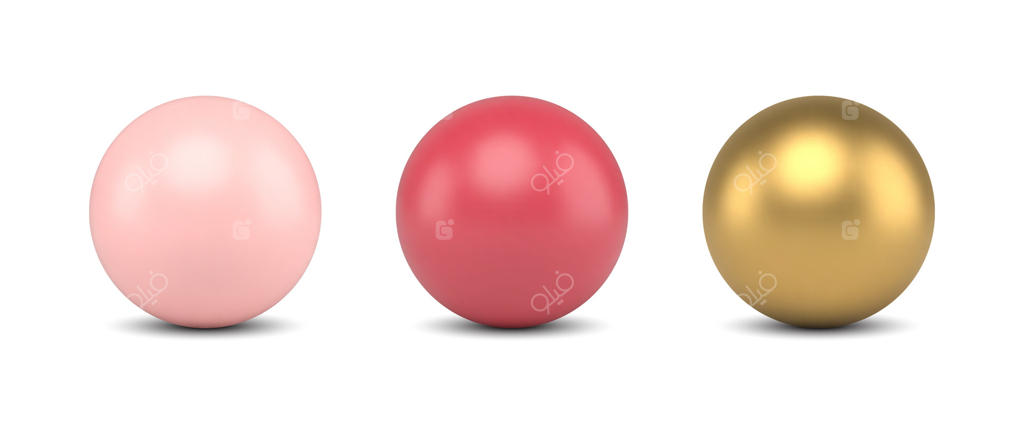 مجموعه‌ای از توپ‌های براق و رنگارنگ به صورت دایره‌ای - طرح سه‌بعدی واقع‌گرایانه