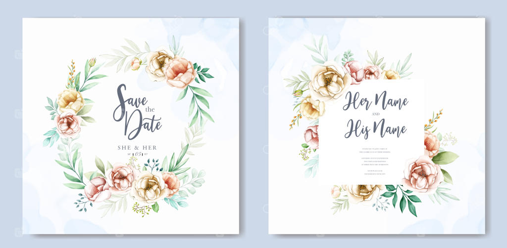 کارت دعوت عروسی با طراحی آبرنگی