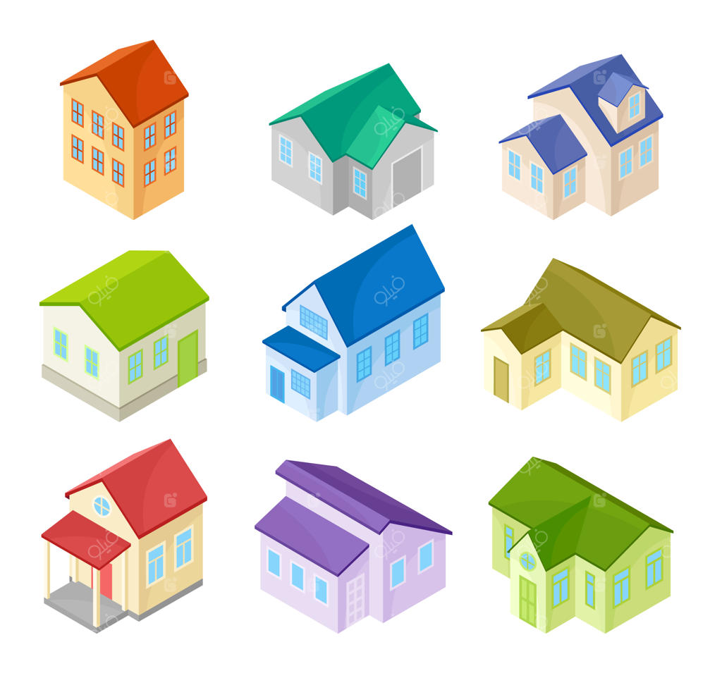 مجموعه‌ای از خانه‌های مدرن با سقف‌های رنگارنگ