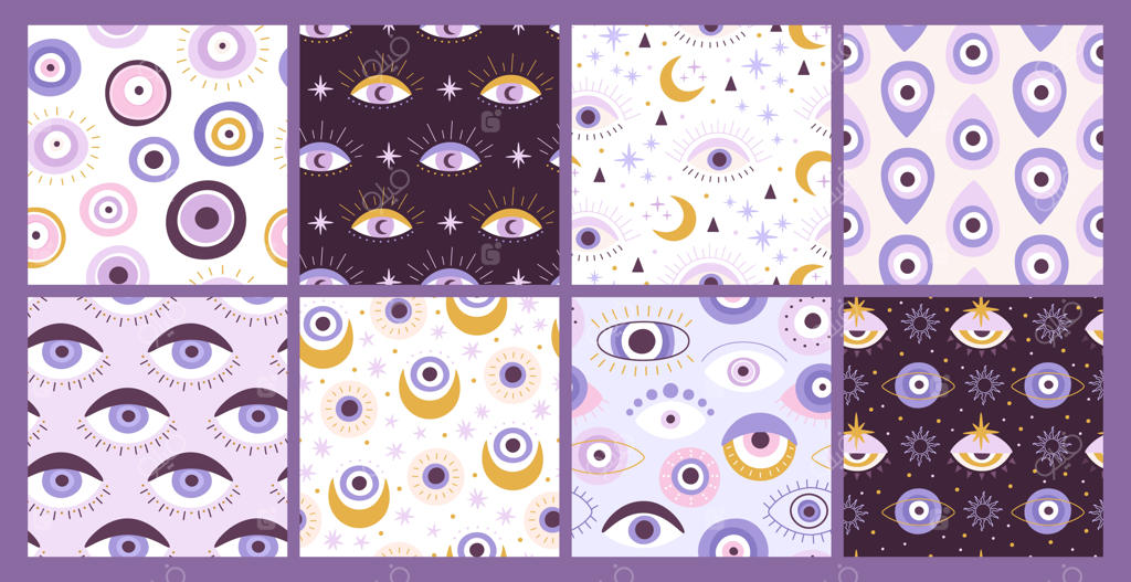 نقش محافظ ترکی، چشم زخم. چاپ با نمادهای اسرارآمیز نازار قومی. مجموعه الگوی بافت چشم سوم خوش اقبال