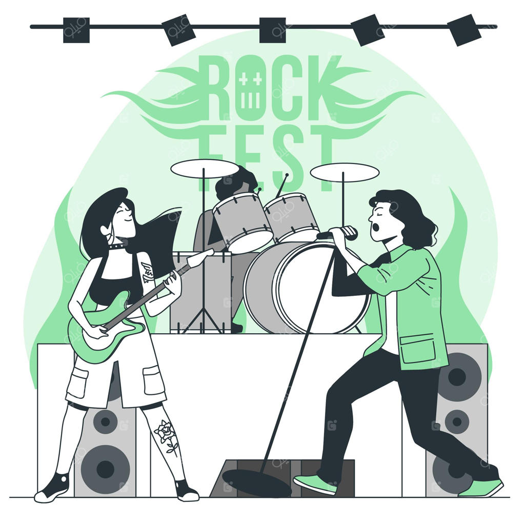 تصویرسازی از مفهوم یک گروه موسیقی راک