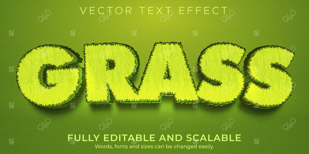 افکت متن سبز چمنی، سبک متن طبیعت و گیاه قابل ویرایش