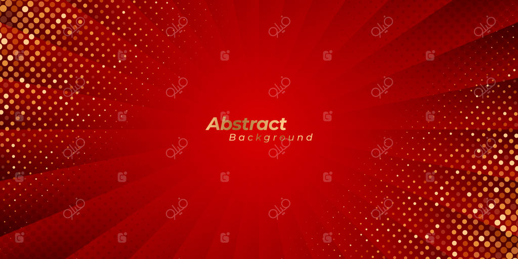 پس‌زمینه زوم قرمز و لوکس با خطوط انتزاعی و نقاط طلایی