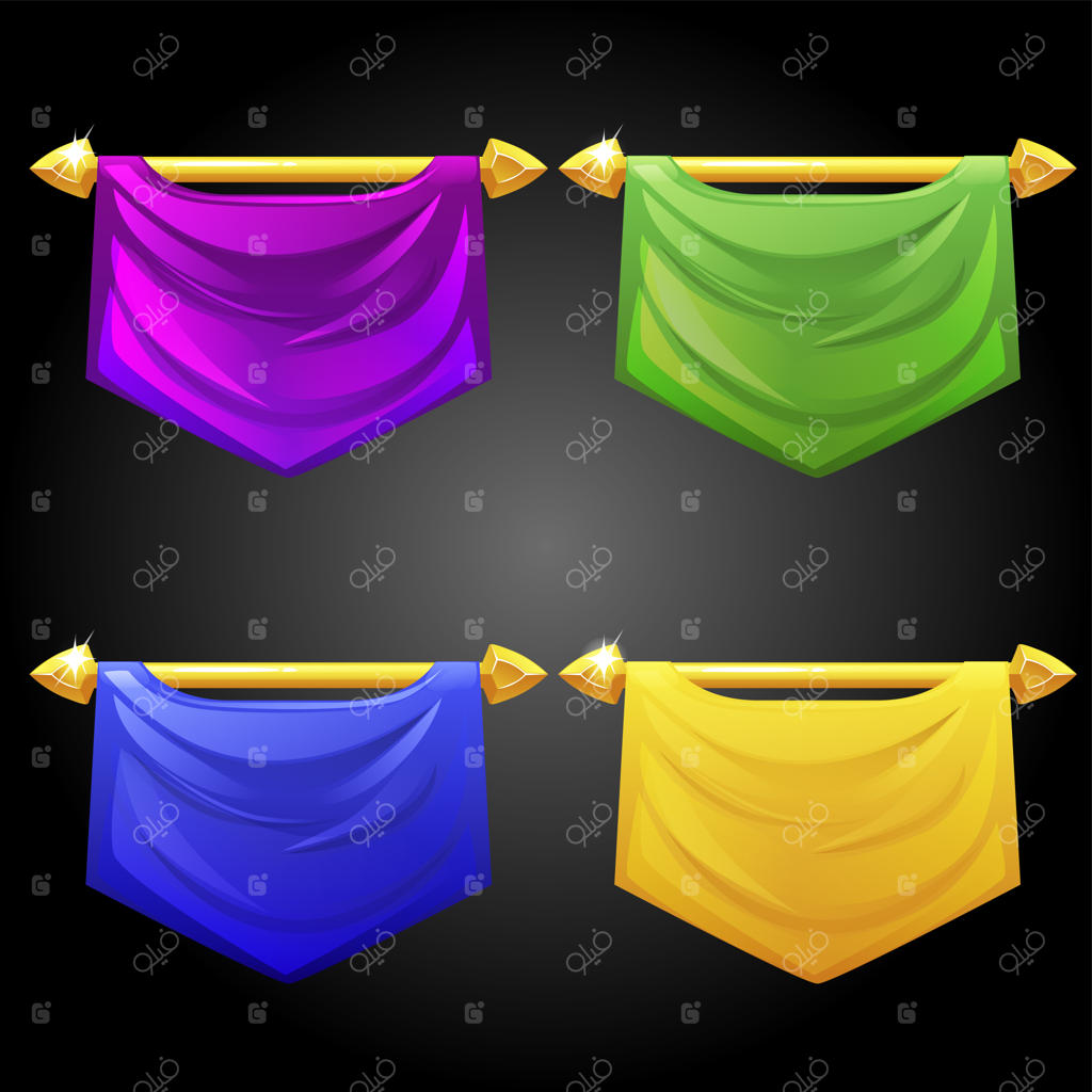 مجموعه‌ای از الگوهای پرچم‌های رنگارنگ.