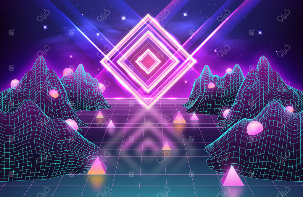 پس‌زمینه انتزاعی با طرح نور نئون