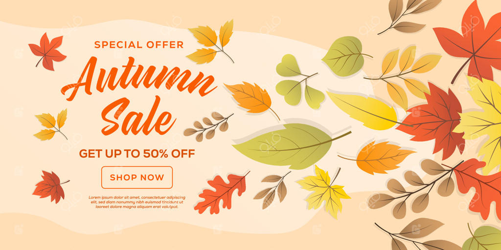 تصویر بنر افقی فروش پاییزی با گرادیان رنگی