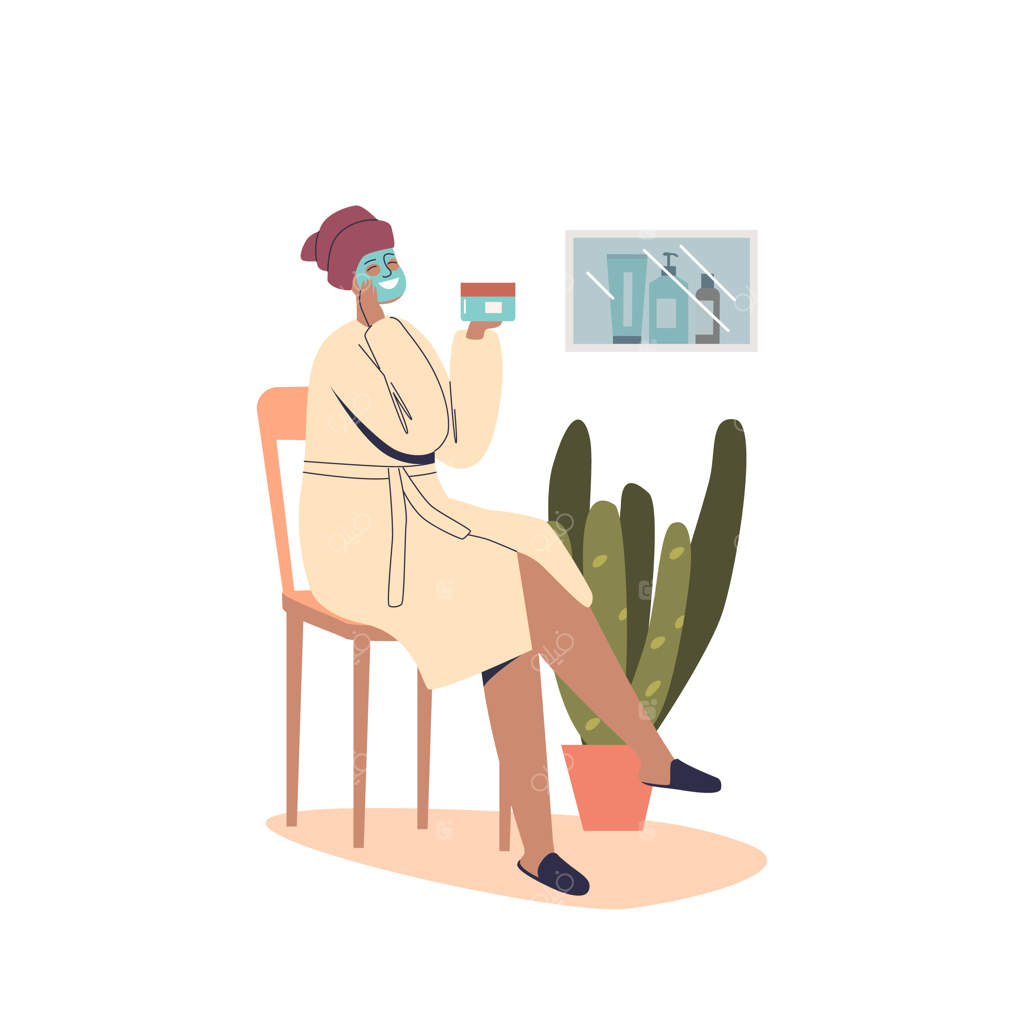 زن در حال استفاده از ماسک مرطوب‌کننده صورت پس از دوش گرفتن - مراقبت از پوست با محصولات آرایشی توسط یک زن جوان