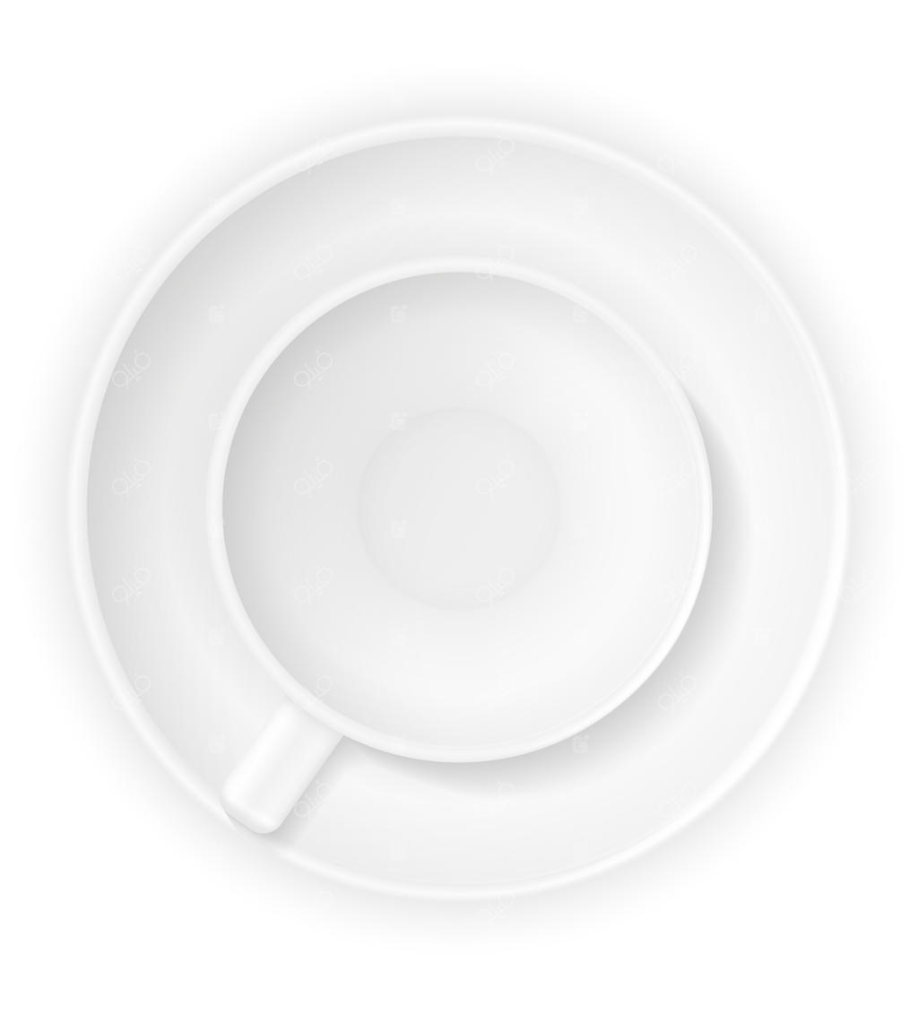 فنجان قهوه و چای روی زمینه سفید