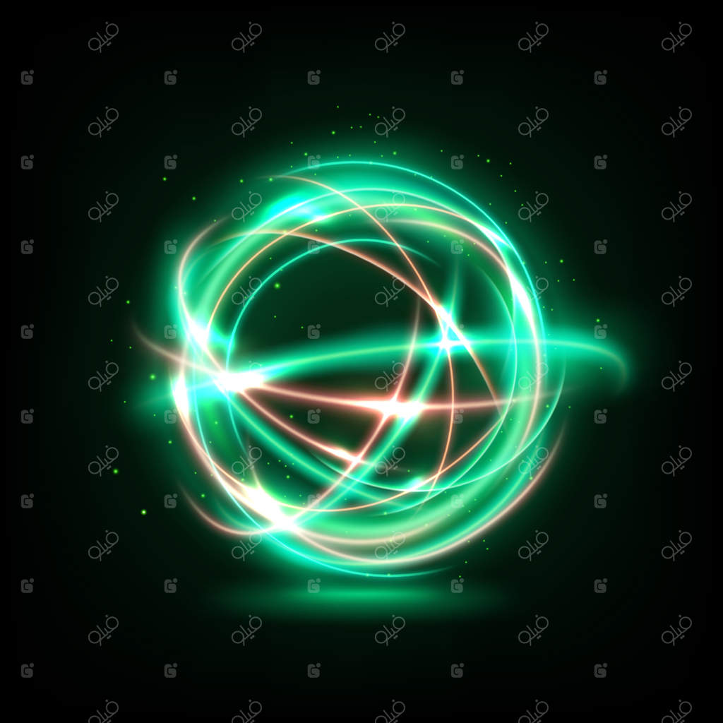 خط نورانی پرپیچ و خم با رنگ‌های متنوع و انتزاعی