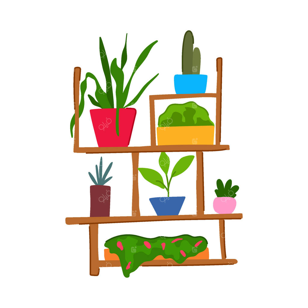 تصویر کارتونی باغ عمودی سبز در فضای داخلی