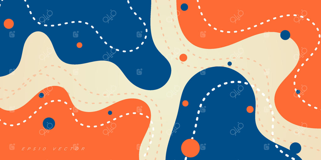 پس‌زمینه انتزاعی موج‌دار و رنگی با طراحی مدرن و ترکیب رنگ‌های ملایم آبی و نارنجی. فایل وکتور EPS10