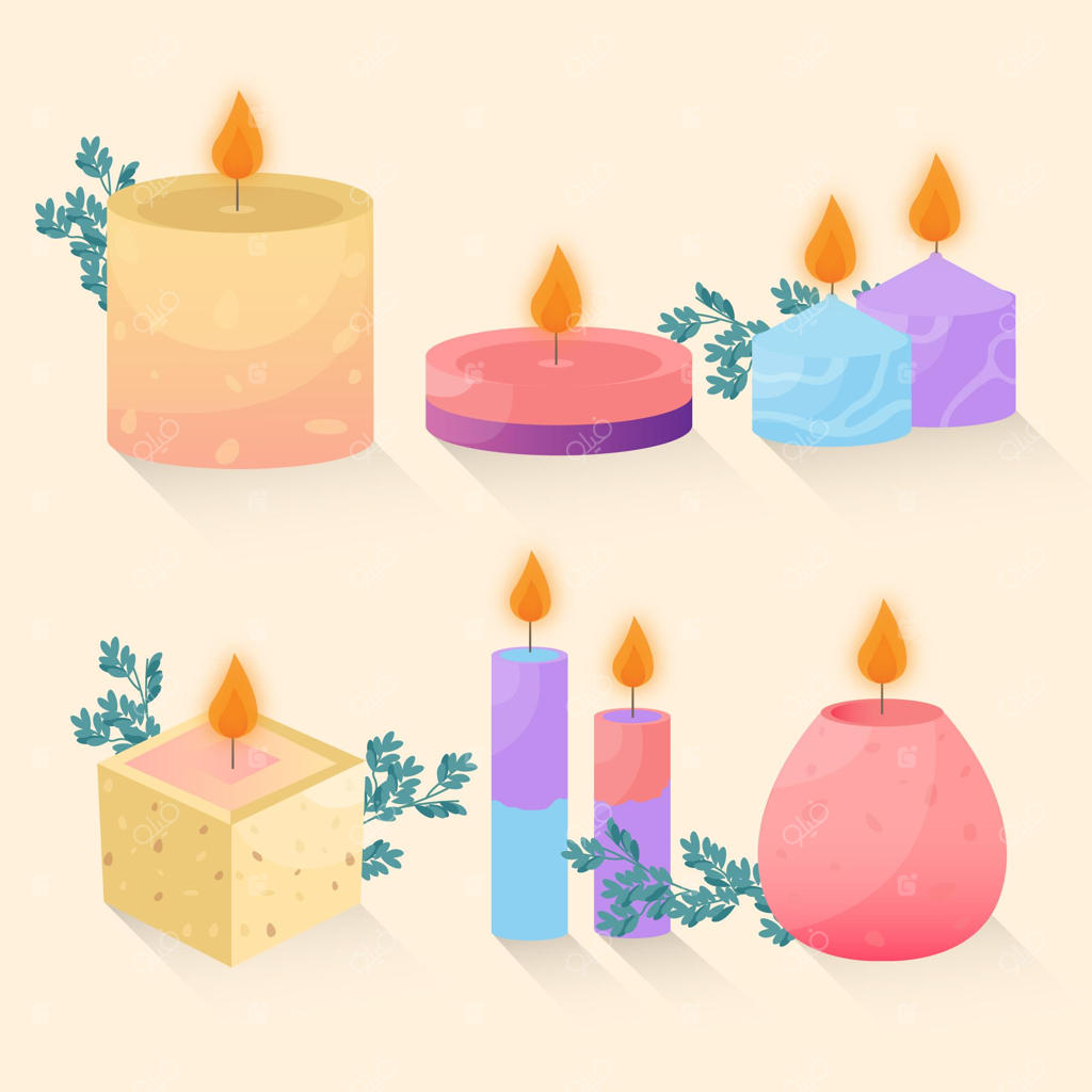 مجموعه شمع‌های معطر با جزئیات دقیق