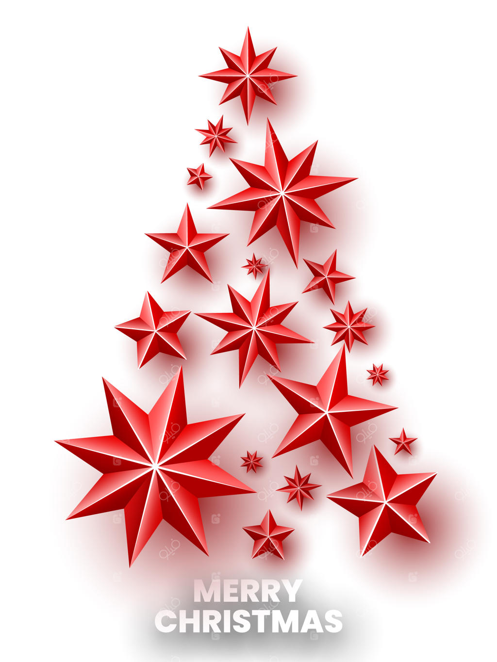 درخت کریسمس از ستاره‌های قرمز ساخته شده