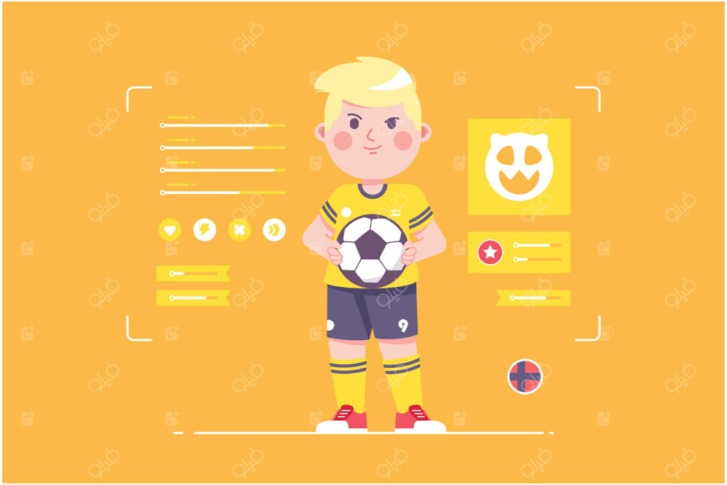 طراحی شخصیت بامزه بازیکن فوتبال نروژ