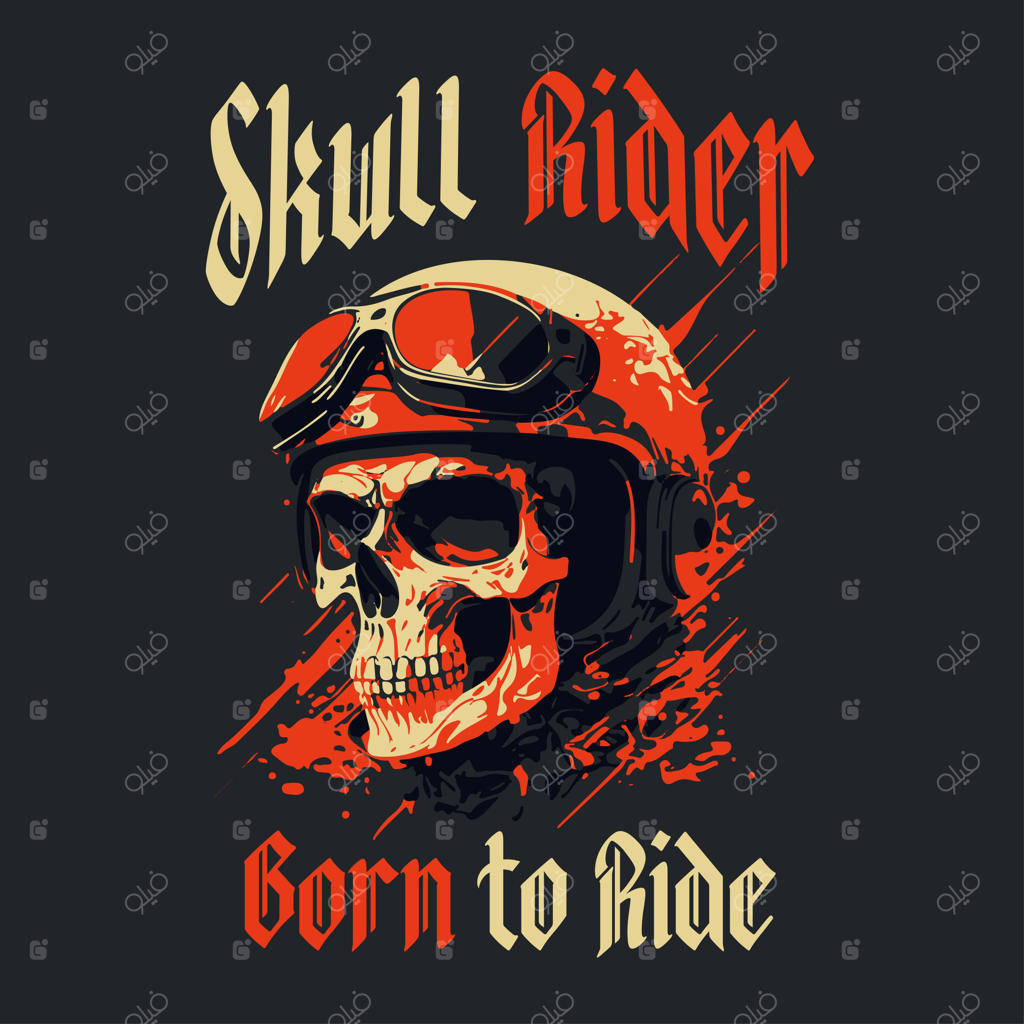 طرح وکتور تیشرت اسکلت سوارکار