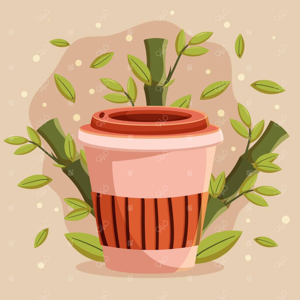 تصویرسازی لیوان سازگار با محیط زیست کشیده شده با دست