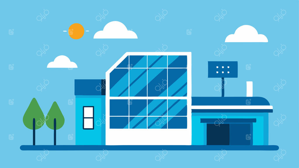 ادغام انرژی‌های تجدیدپذیر: تصویری از یک ساختمان با پنل‌های خورشیدی و شیشه‌های هوشمند که نحوه همکاری شیشه‌های هوشمند با فناوری‌های تجدیدپذیر برای کاهش مصرف را نمایش می‌دهد.