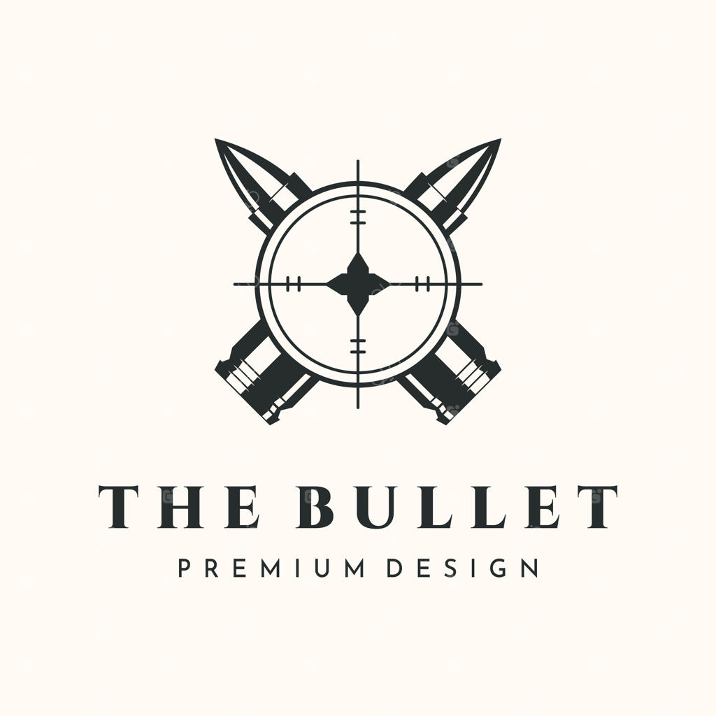 لوگوی وینتیج مینیمالیستی با طرح گلوله و نشان هدف