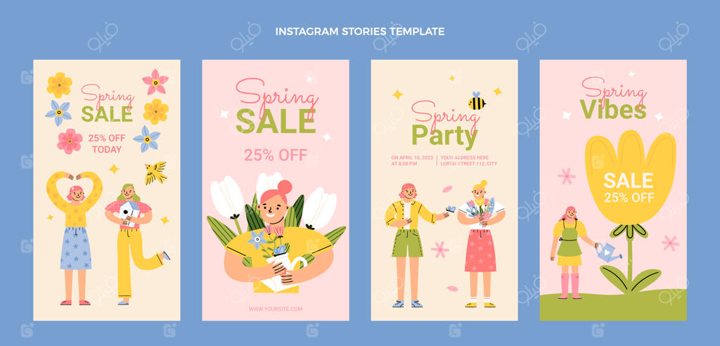 مجموعه استوری‌های اینستاگرام بهاری دست‌ساز