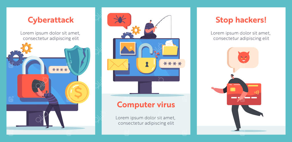 بنرهای کارتونی حمله فیشینگ: هکرها در حال سرقت اطلاعات شخصی و امنیت سایبری اینترنتی