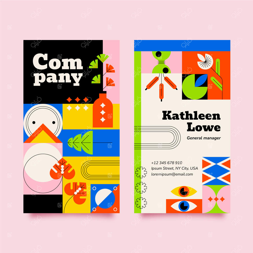 کارت ویزیت با طراحی فلت و پترن هندسی