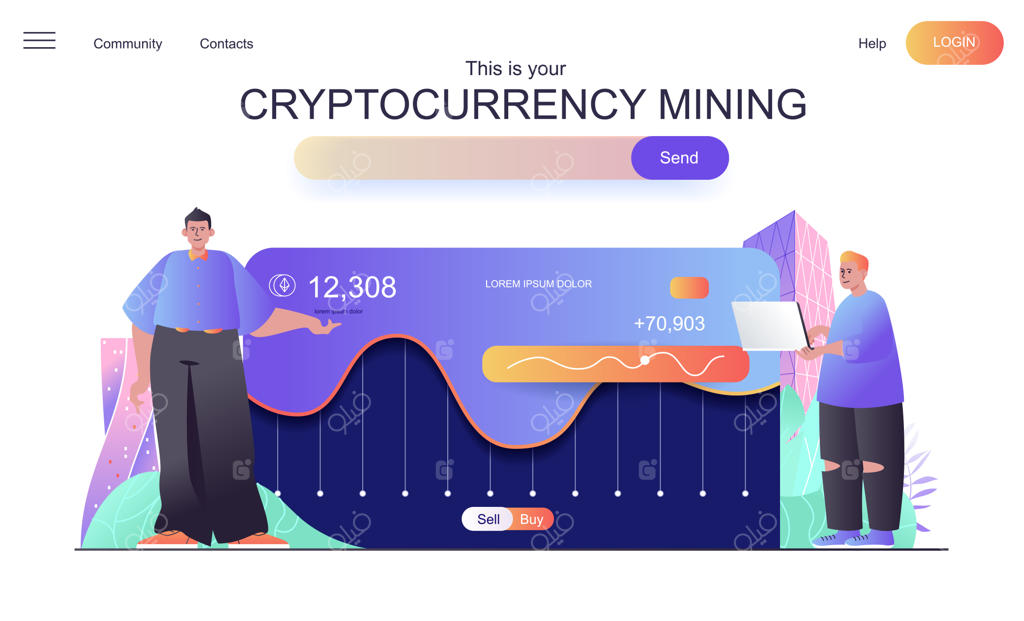 مفهوم استخراج ارز دیجیتال برای صفحه فرود وب‌سایت