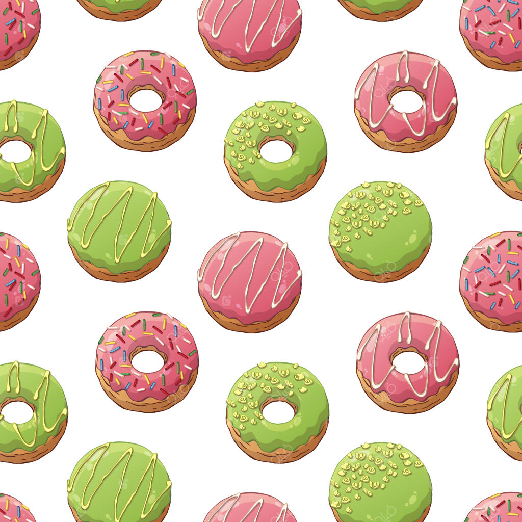 پترن دونات‌های وکتوری با تزیینات مخصوص