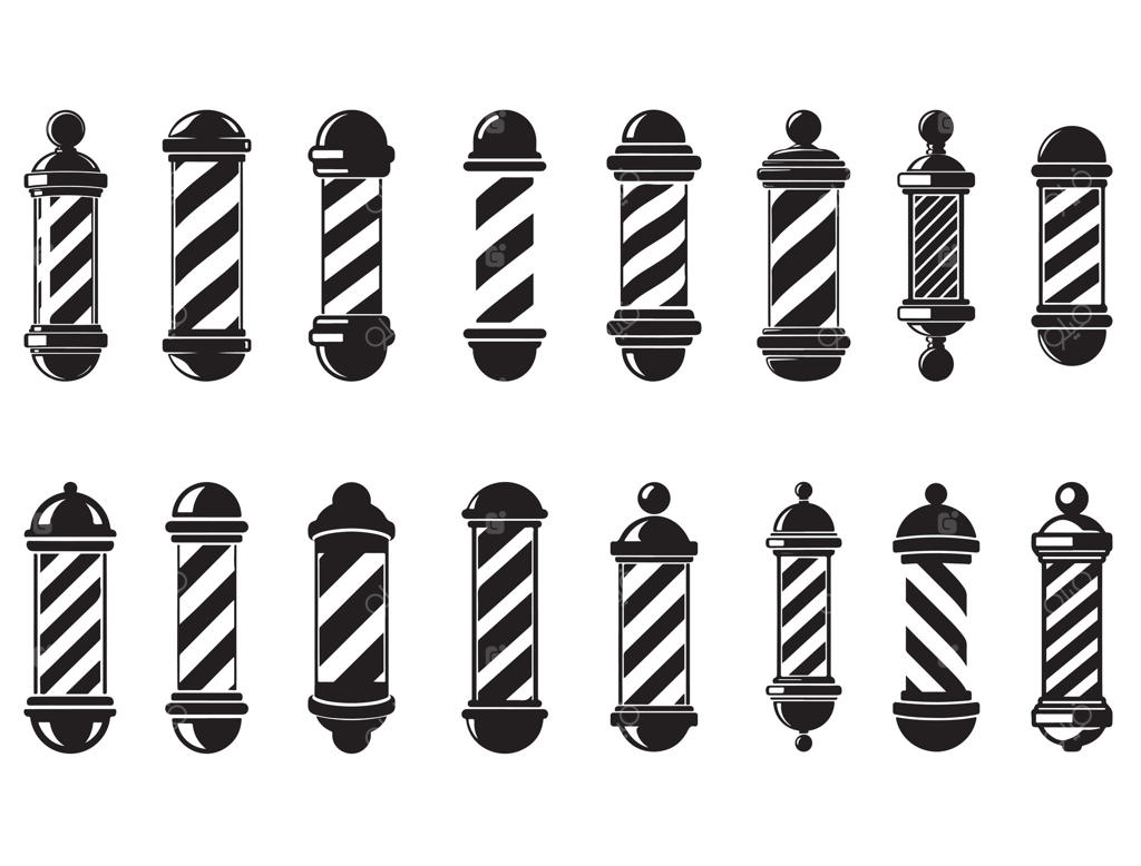 سیلوئت میله آرایشگری روی پس‌زمینه سفید