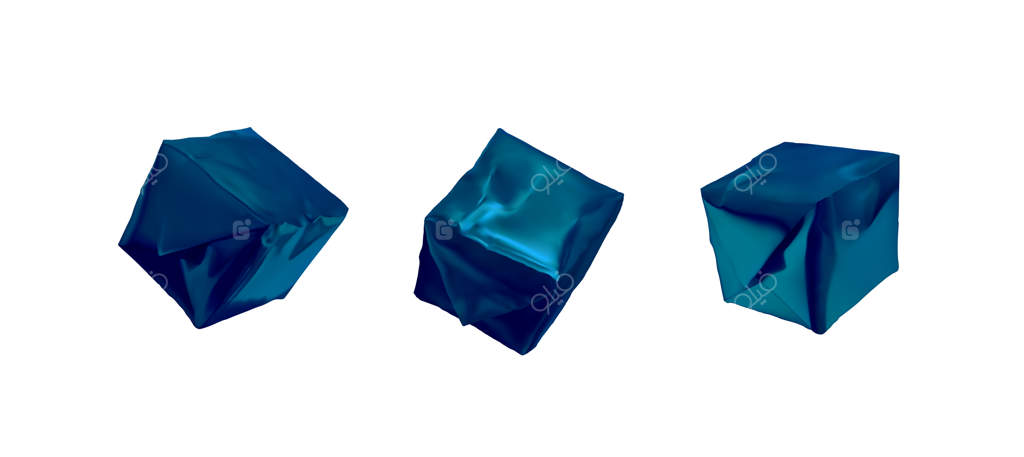 جعبه آبی با طراحی واقعی و فویل‌کاری شده روی زمینه سفید.