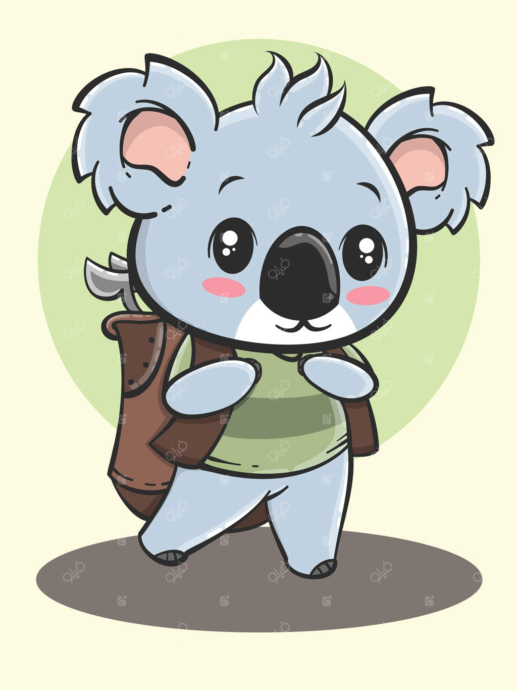 فعالیت بیرونی کارتونی حیوان - کوآلا در حال گلف بازی کردن