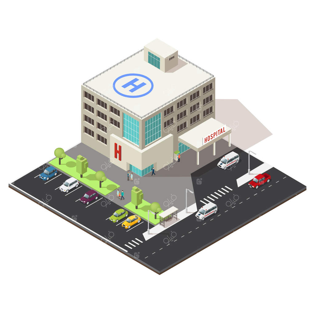 مفهوم ساختمان بیمارستان به صورت ایزومتریک