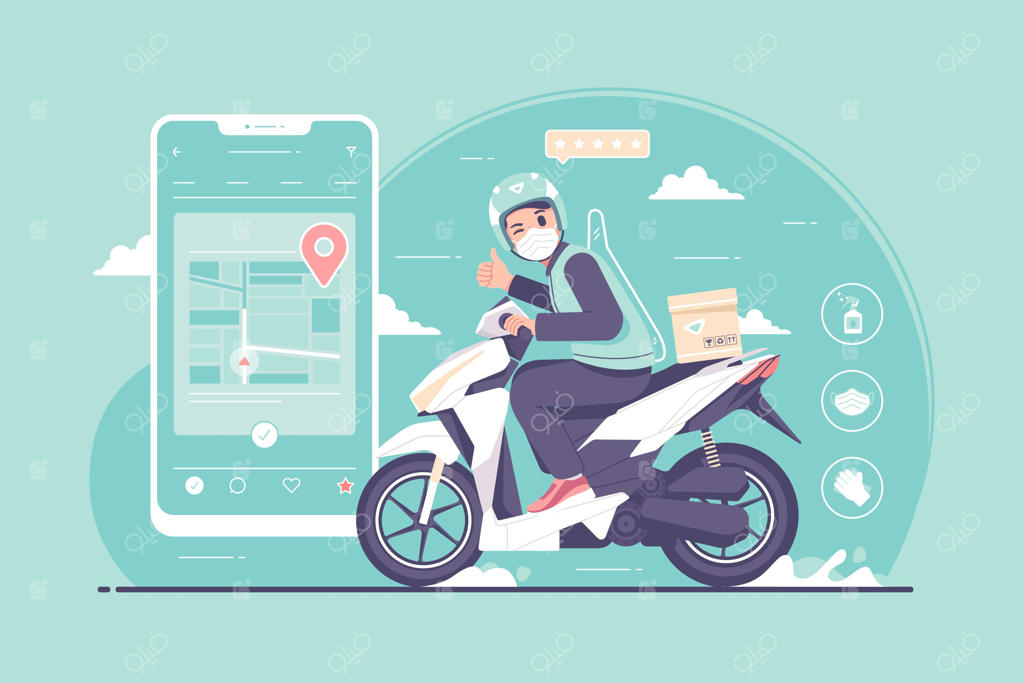 تصویرسازی از رانندگان تاکسی موتوری آنلاین در دوران همه‌گیری