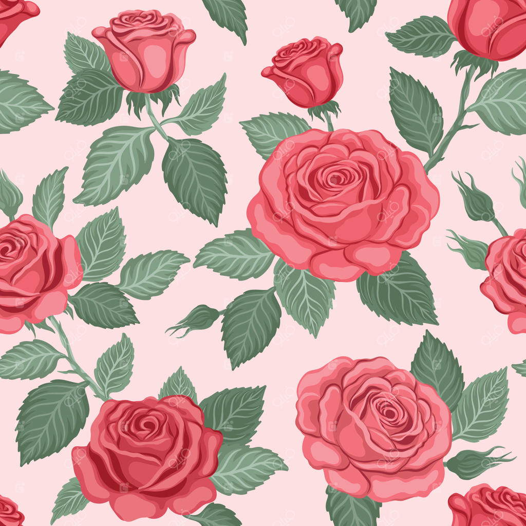 پترن گل‌های رز صورتی خیره‌کننده برای طرح‌های خلاقانه وکتور حرفه‌ای