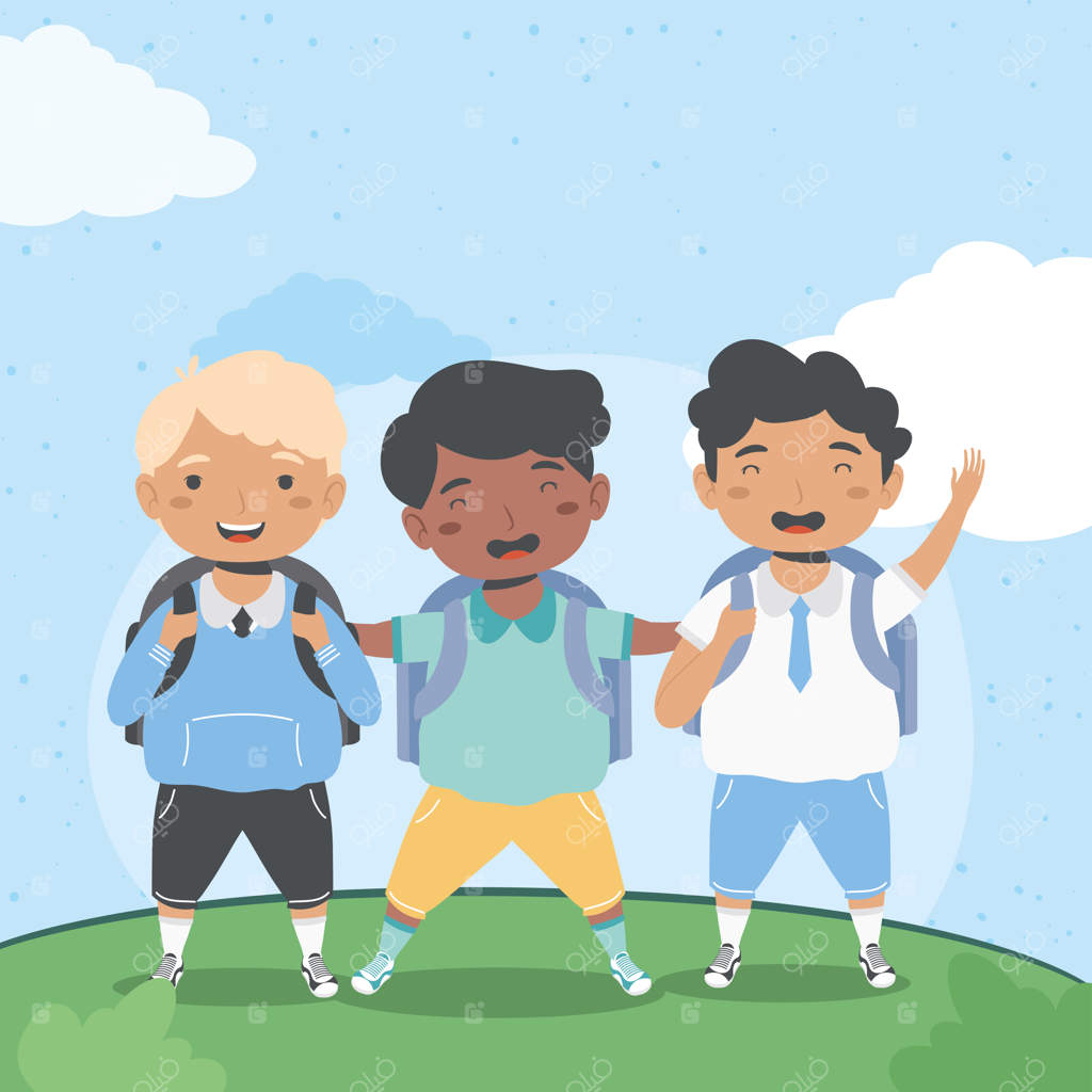 دانش‌آموزان پسر در منظره