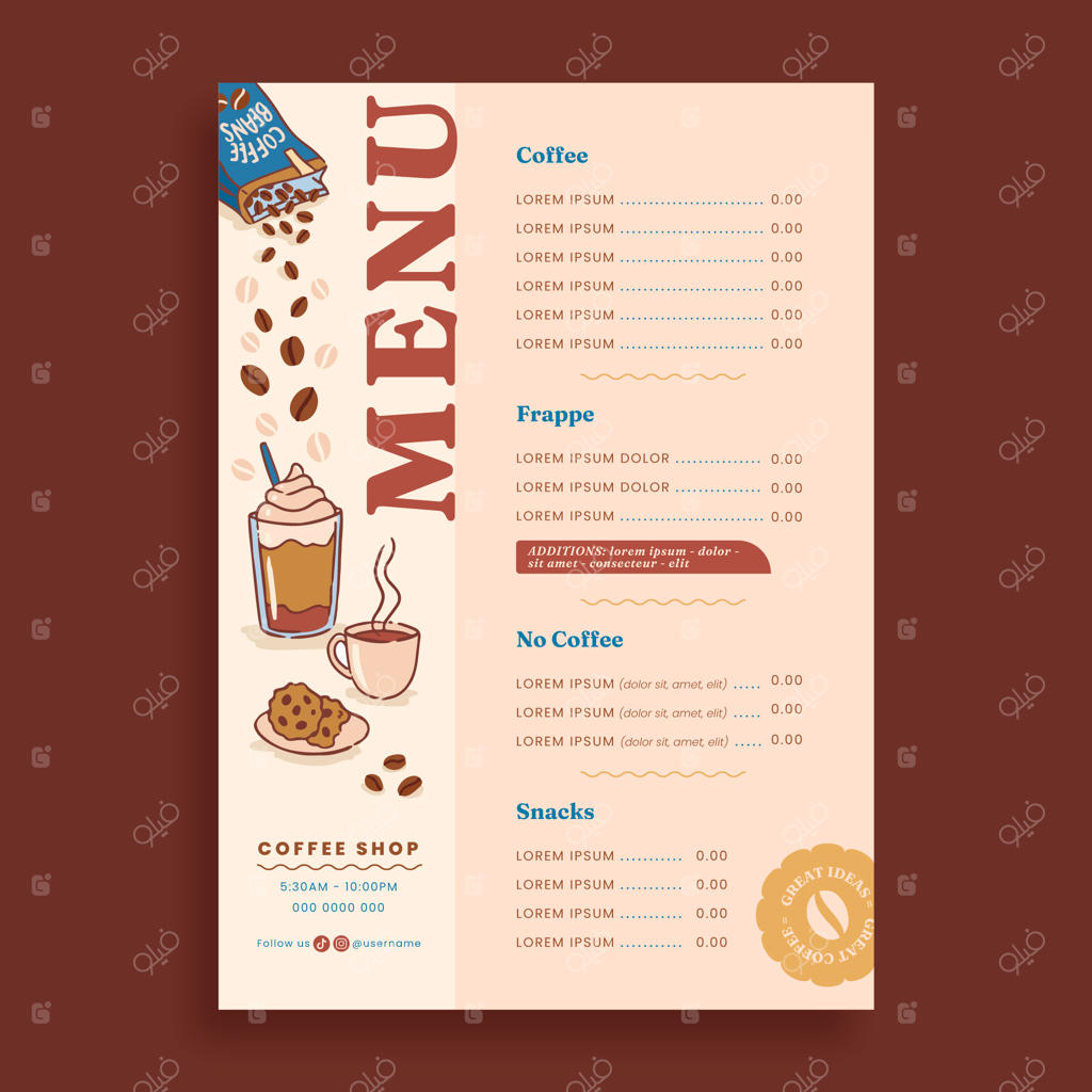 طراحی قالب منوی کافی‌شاپ